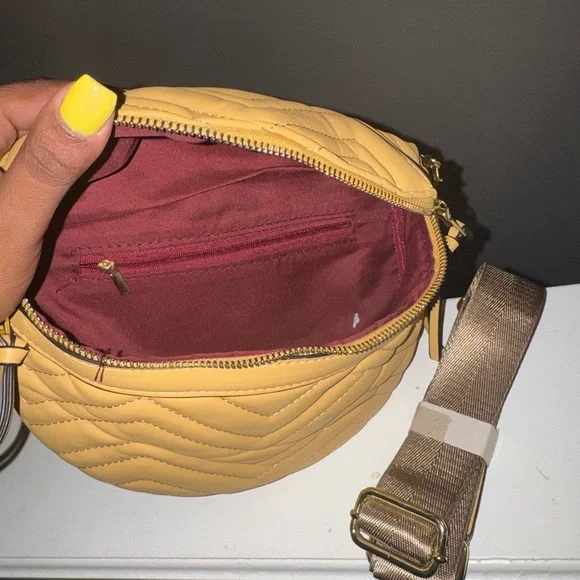 Quilted Yellow Belt Bag/Crossbody - Picture 4 of 5